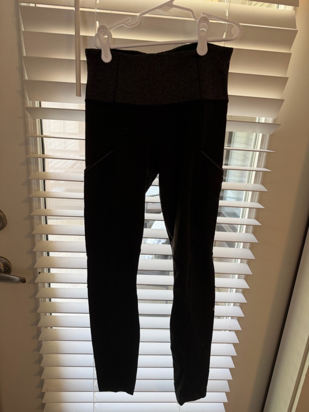 lululemon athletica Black High-Rise Leggings with Gray Waistband